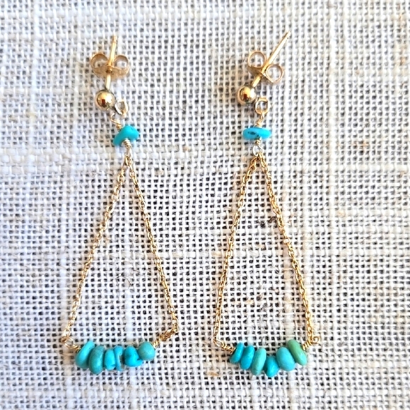 Sundance Jewelry - GOLD AND TURQUOISE SUNDANCE DANGLE EARRINGS- NEW